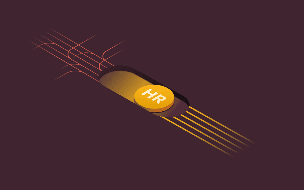 Graphic illustration of a button labeled HR switched to the on position