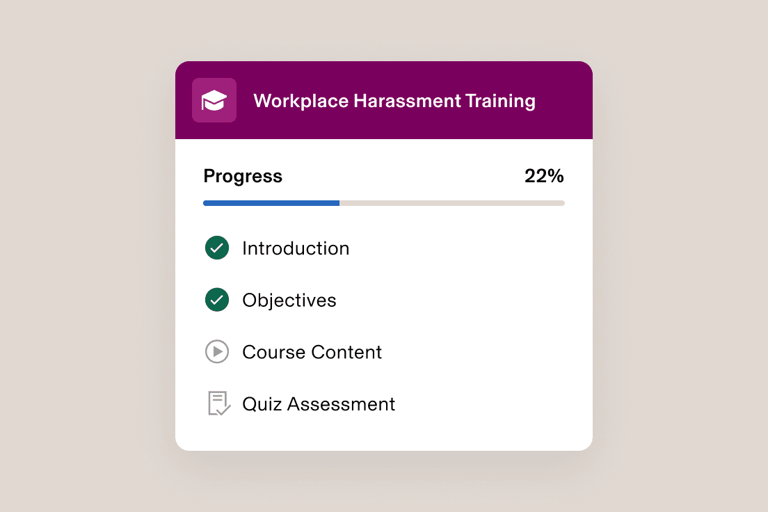 Sarbanes-Oxley Act course card showing 22% progress.