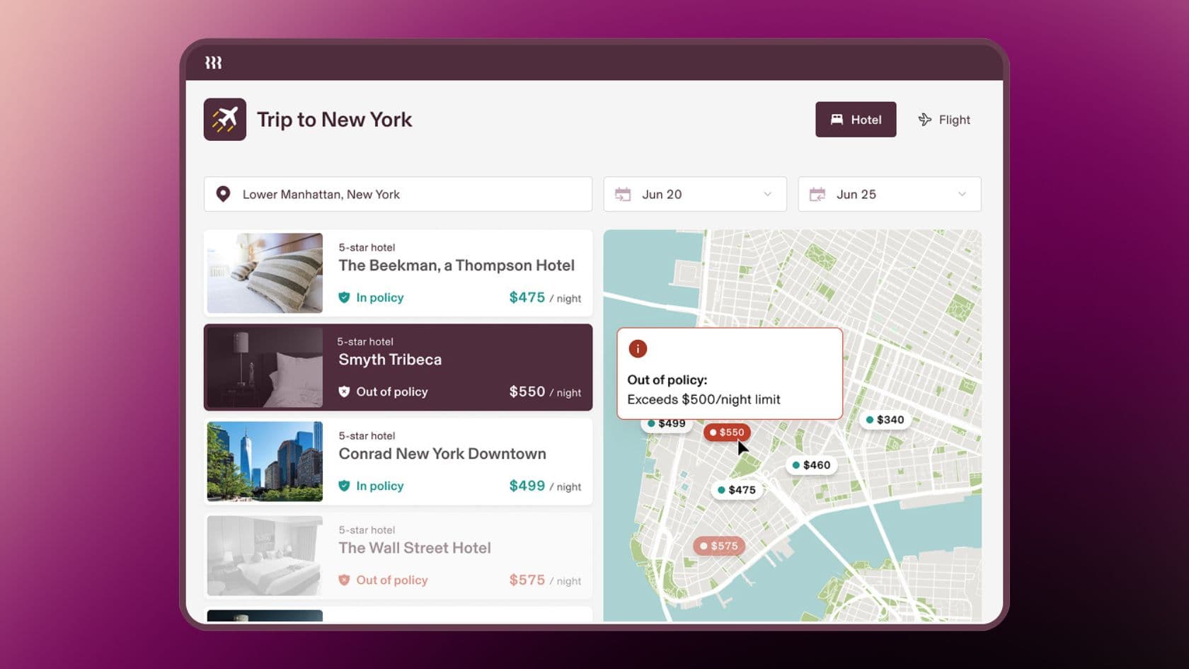 Example of using Rippling Travel in the Rippling platform.