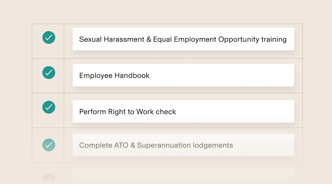 Checklist with state tax registration, payroll updates, and tax research completed.
