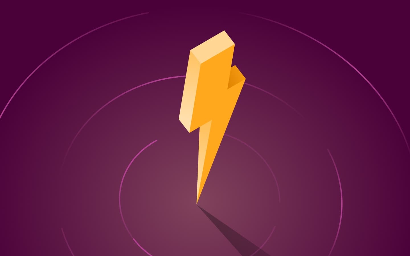 Yellow lightning bolt on purple concentric circles