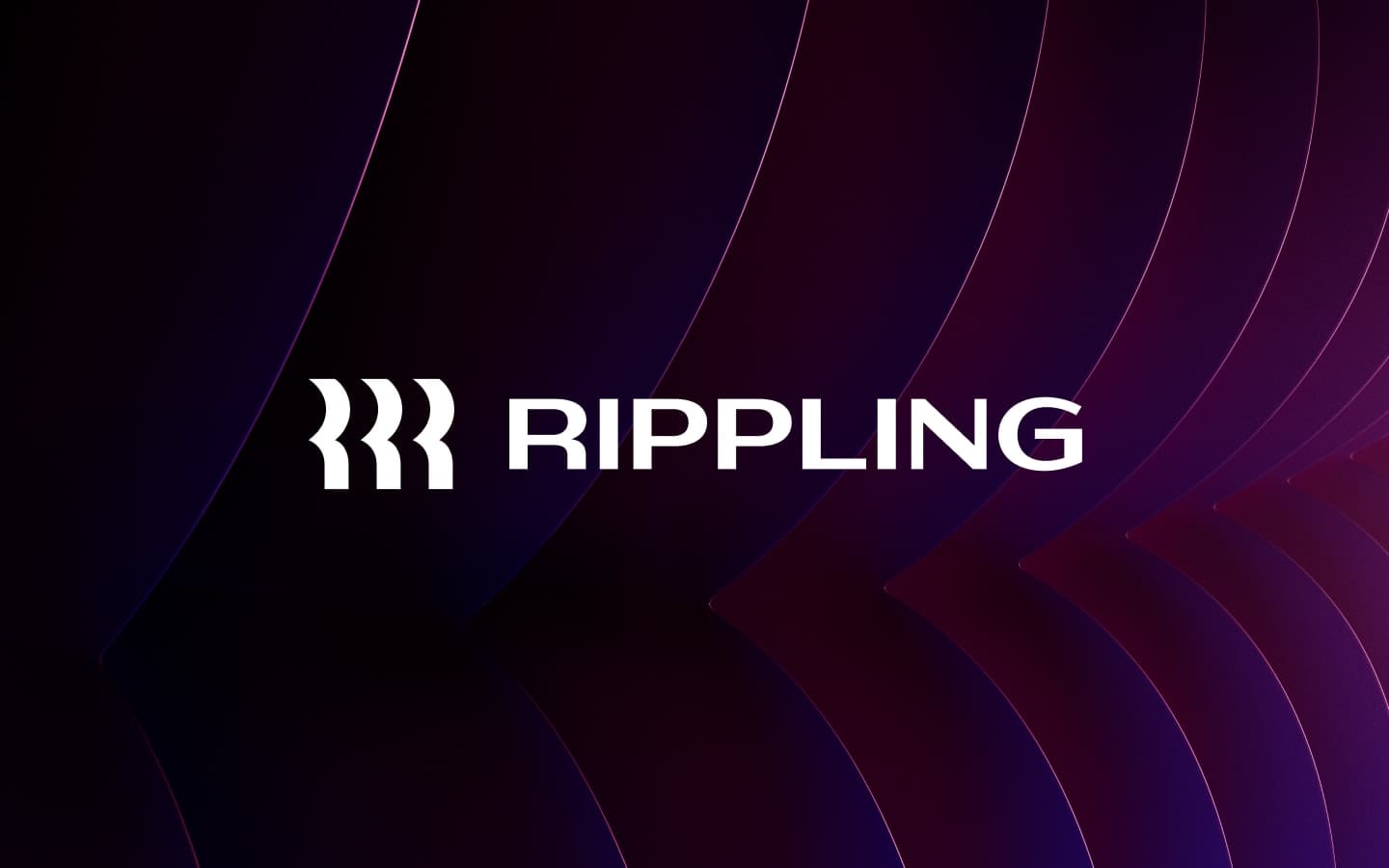 White "RIPPLING" text on a dark purple layered background.