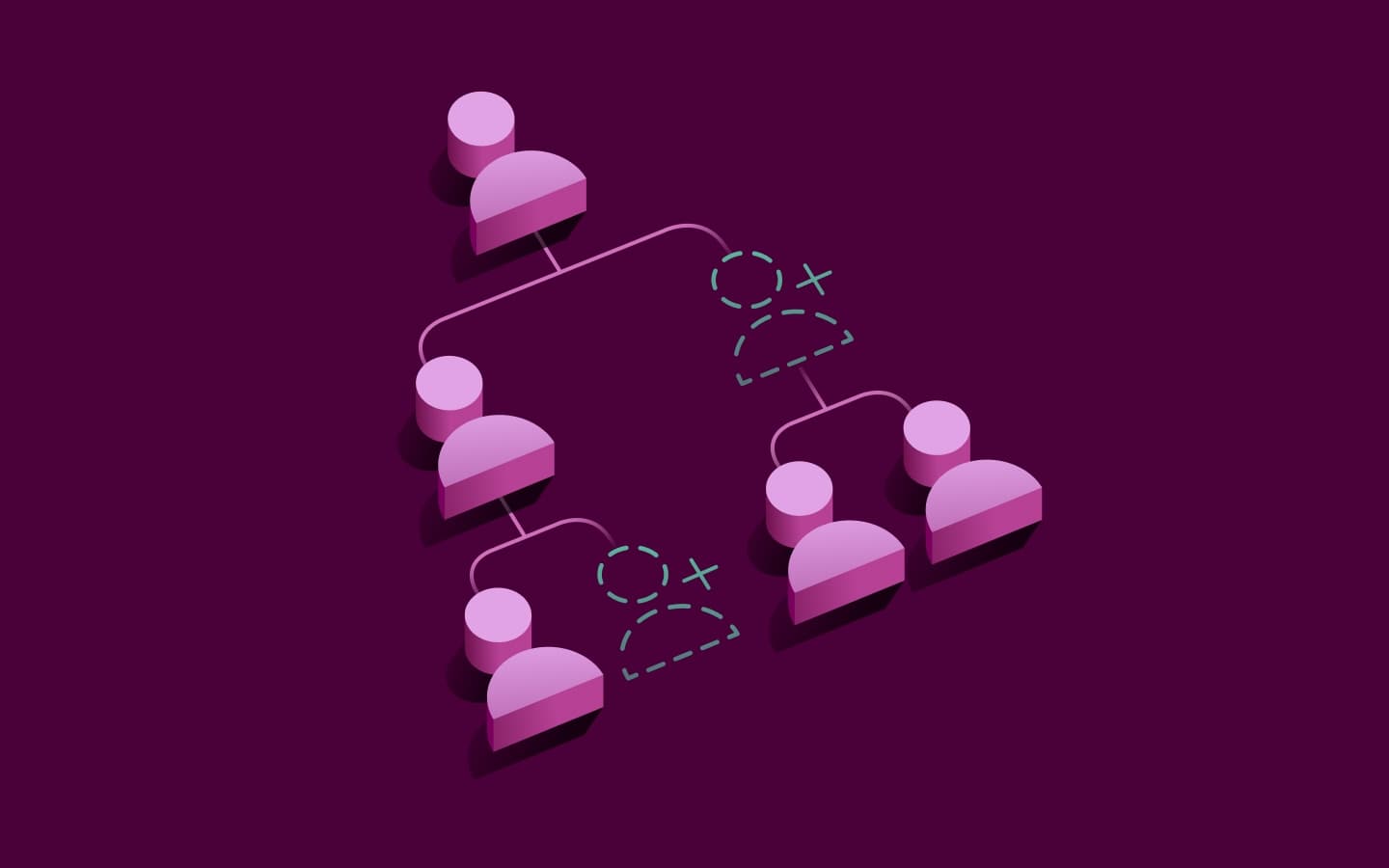 Abstract illustration of a group of people arranged in an org chart structure