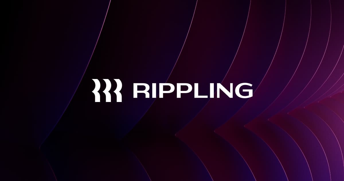 White “RIPPLING” text over layered purple waves.